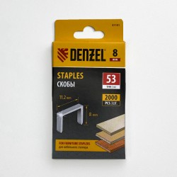 Denzel Скобы, 8 мм, для мебельного степлера, тип 53, 2000 шт.  в Вологде